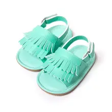 9 Macaron/модные детские сандалии; Повседневная летняя обувь из искусственной кожи ярких цветов; модная детская обувь с бахромой