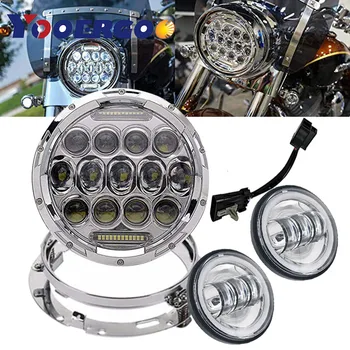 

7 inch LED Headlight 7" Mounting Bracket Ring 4.5 inch Fog Lights with DRL For Street Glide Road King