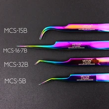 Vetus-pinzas 100% originales, Serie MCS, nuevo estilo prémium, punta ultrafina mejorada para extensiones de pestaña de 3D y 6D