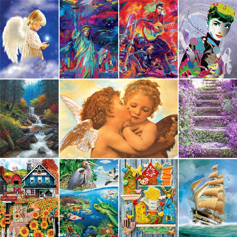 

DIY landscape figures 5D diamond painting cross stitch full round diamond set wall stickers mosaic diamond embroidery painting