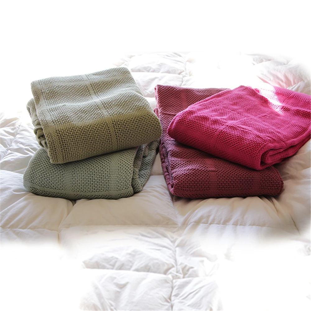 

Multi Use Solid Color Cotton Blanket Breathable Air Conditioning Blanket Throws For Sofa Beds Christmas New Year Gift