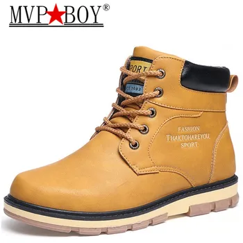 

MVP BOY Brand Warm Men Winter Boots High Quality PU Leather Wear Resisting Anti-skid Casual Shoes Working Fahsion Men's Boot