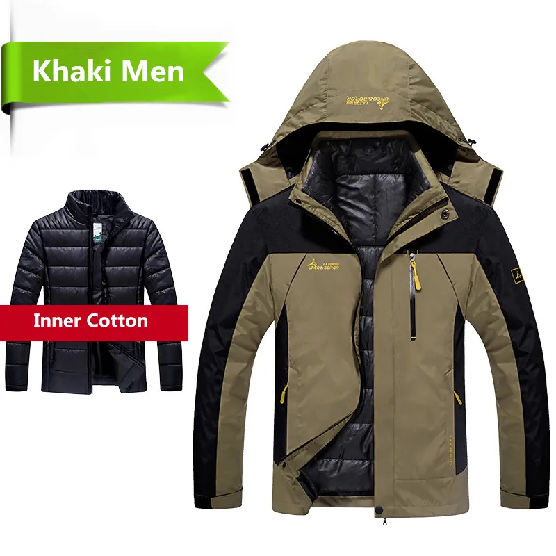 

2018 Winter jacket men 2 in 1 outwear thicken warm parka coat Patchwork waterproof hood Down Jacket size L~6XL doudoune homme