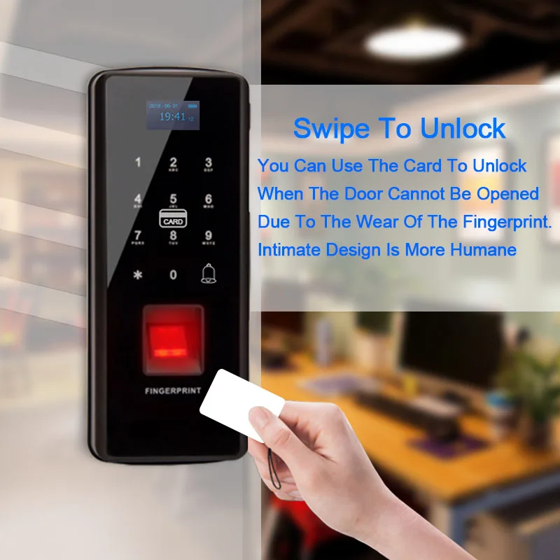 Eseye Digital Glass Door Lock Smart Eletronic Lock Fingerprint Lock Biometric Door Lock Safety Anti-Thife For Office Home