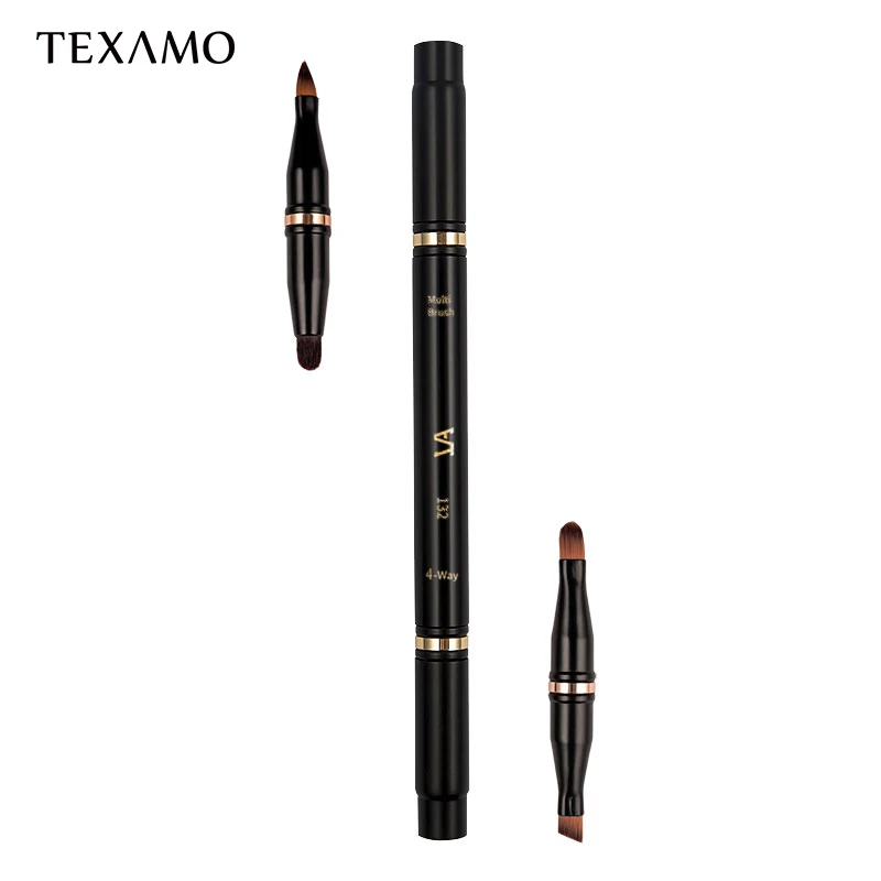 

Texamo Women's Lipstick Make Up Brushes Portable Makeup Eyeshadow Nasal Brush Tool Black Eyebrow Brush 4 Way Pincel Maquiagem