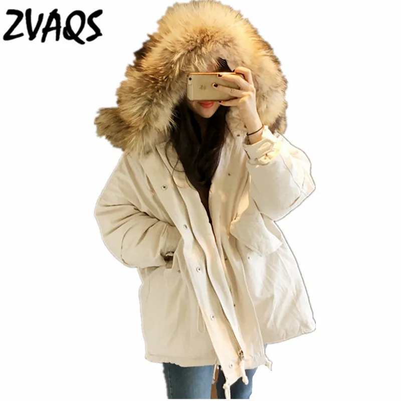 Женские зимние парки ZAVQS 2020 черная розовая теплая толстая зимняя куртка для