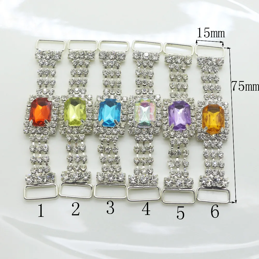 

Hot sale 10pc Color crystal Rhinestone Bikini Connectors buckle Metal brassChain swimsuit decorative trinket backpack buckles