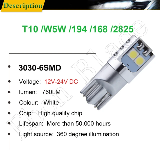 2pcs T10 Led W5w Led Lamp For Auto Car Styling 12v 24v 3030 Smd Led T10 W5w  Light Bulbs For Auto 5w5 Lights W5w T10 White 6000k - Signal Lamp -  AliExpress