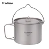 Tiartisan-Olla de titanio puro para acampar al aire libre, utensilios de cocina ultraligeros, con mango de garantía, 900ml ► Foto 1/6