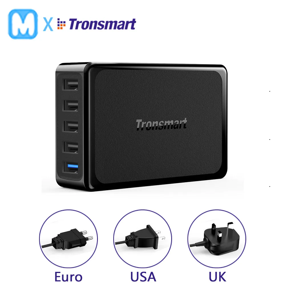 

Tronsmart U5PTA Desktop Charger One Quick Charge 3.0 USB Charger with Four USB VoltiQ Fast Phone Charger Adapter EU US UK Plug