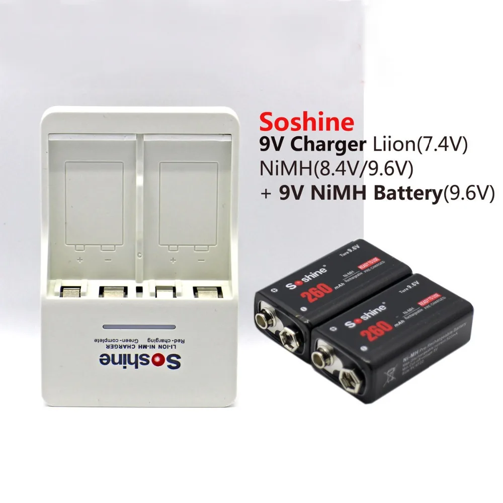 Prix Soshine 9 V NIMH 260 mAh Rechargeable Ni MH Batterie Avec Soshine 9 V V1 batterie chargeur rapide chargeur rapide