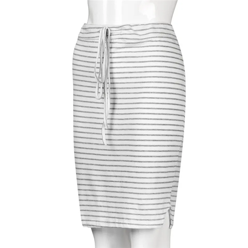 2019 pleated skirt Cotton striped elastic band skirt Women Sexy Stripe Skirt Summer Elastic Short Skirt faldas largas mujer R24 (6)