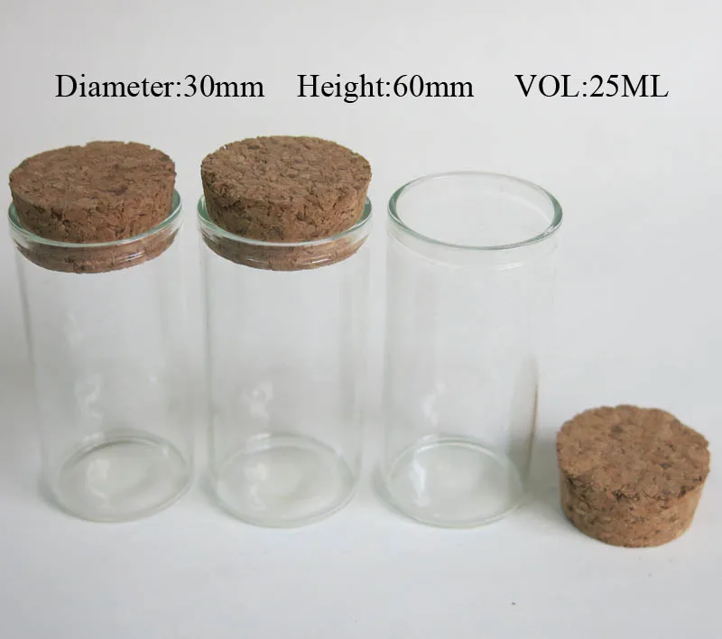 Free Shipping 25ml Glass bottle with wood cork small glass sample Vials 0 6ml 1ml till 3