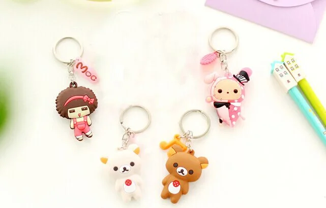 

Kawaii Rilakkuma Bear , Circus Rabbit Chi's Cat Etc. 4CM Approx. Keys Wallet , Rubber Keys Pendant Chain Cover Wallet Hook