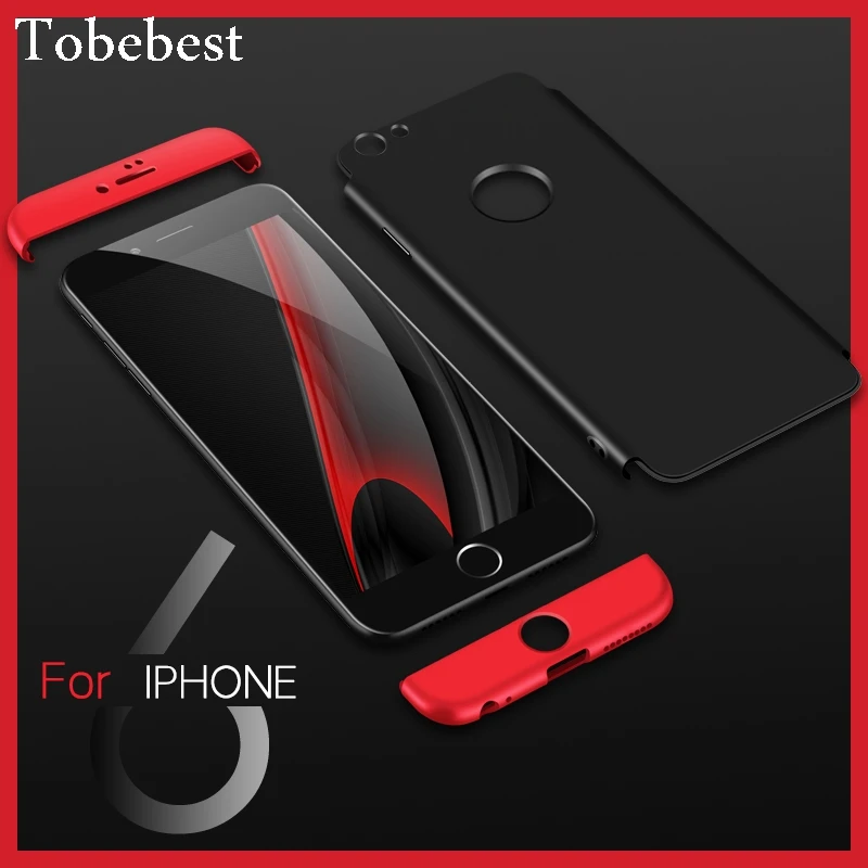 

Tobebest 360 Degree Full Cover Red Cases For iPhone 6 6s Case luxury 3 in 1 Shockproof Hard Back PC Protect Cover For iphone 6s