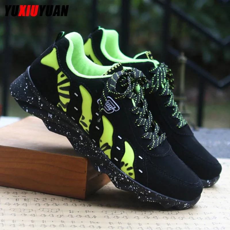 

2019 Fashion Stripe Suede Platform Lace-Up Outdoor Running Shoes Men Leisure Wear Resistant Ultralight Sport Sneakers