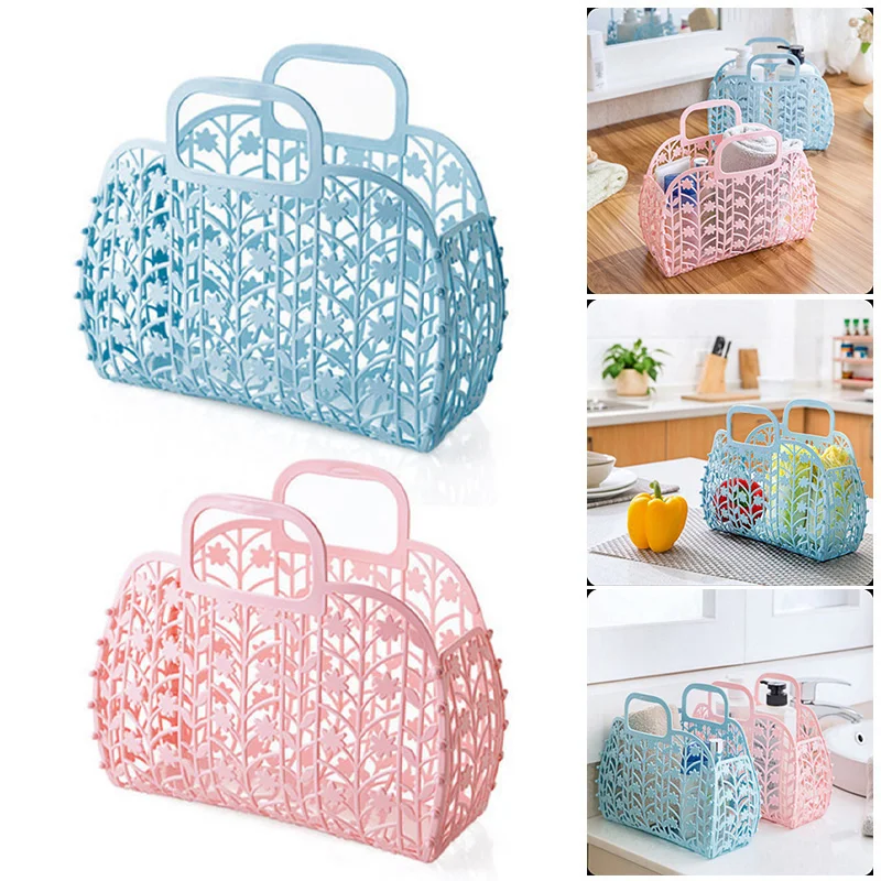 

Shower Basket Organizer Multi-purpose Plastic Home Storage Shopping Holder Accessories Durable Storage Bag Kitchen Tool