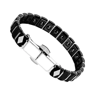 Керамический энергетический магнитный браслет с пружинной застежкой Серебряный Модный здоровый материал ювелирные изделия для женщин подарок - Окраска металла: Black