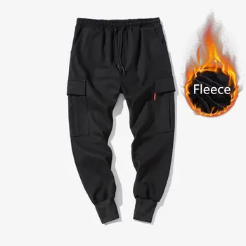 winter thick fleece hip hop sweatpants men streetwear Mult-pockets Japanese style loose harem pants mens casual trousers joggers