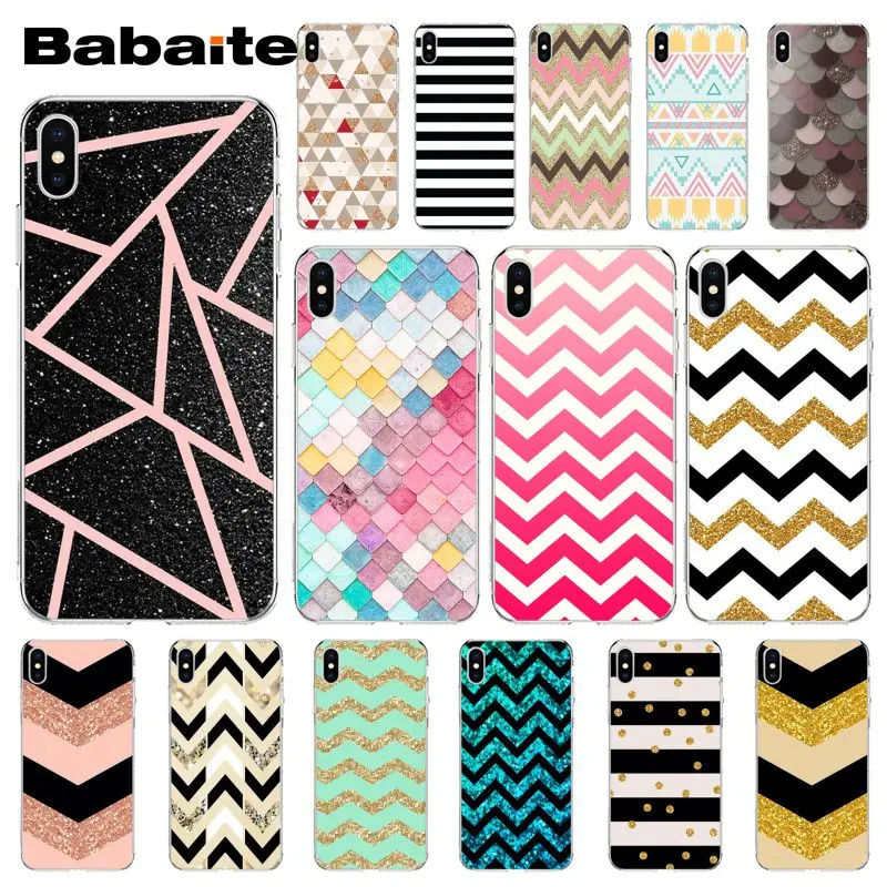 

Babaite stripe gold glitter Wavy pattern Soft Silicone Phone Case for iPhone X XS MAX 6 6S 7 7plus 8 8Plus 5 5S XR 10 Case