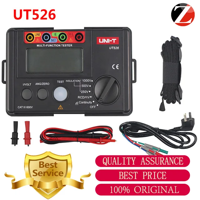 

Original UNI-T UT526 Electrical Insulation Tester Earth Resistance Meter + 1000V+RCD Test+Continuit Highly Accurate