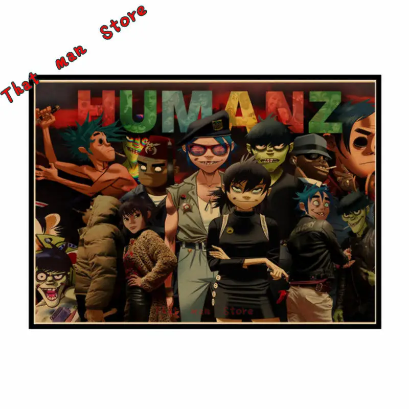 Gorillaz музыка рок Винтаж Плакат из крафт-бумаги DIY стикер стены Нежный домашний бар Декор подарок