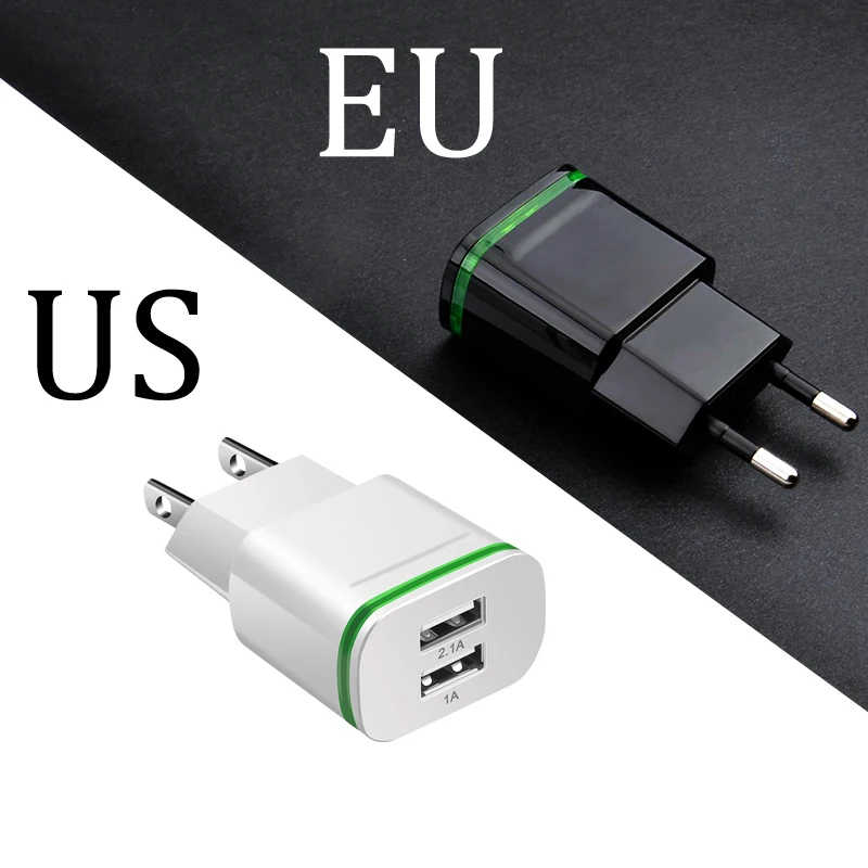 

EU US Dual Plug 2 Ports Light Charger For Samsung Galaxy J1 J2 J3 J5 J7 2017 Charger Mobile Phone Cable Power Adapter USB Cable