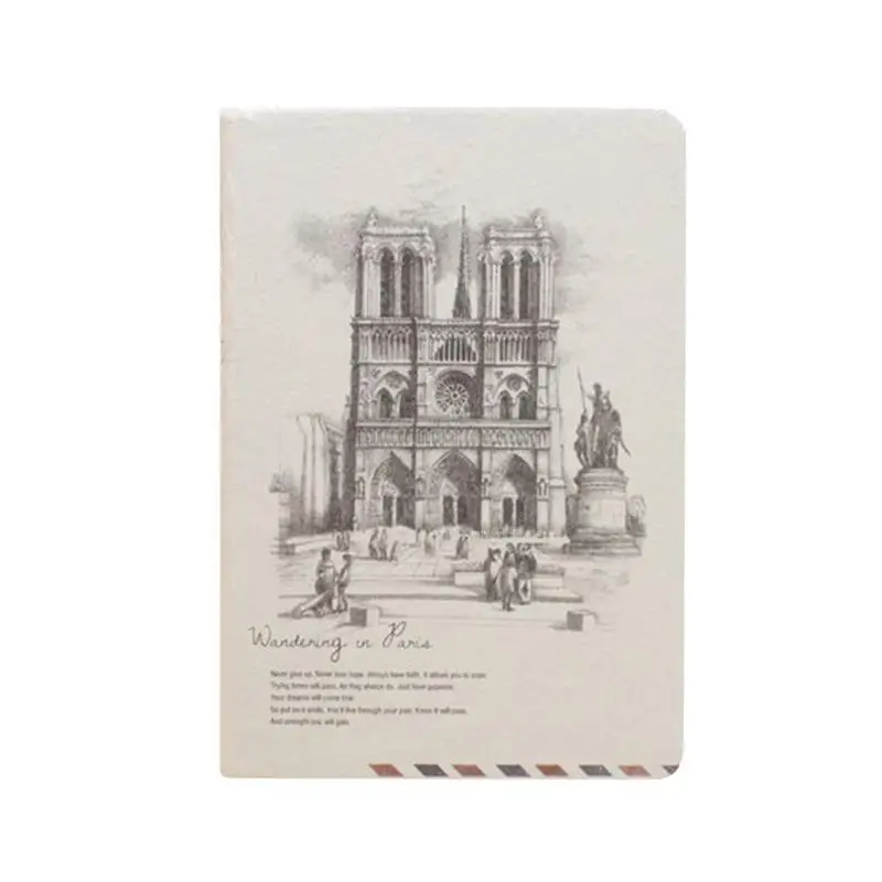 Notre Dame Мини Портативный Тетрадь Ретро Простой ручной росписью Стиль записной книжки - Цвет: Notre Dame