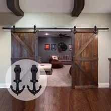 LWZH American Style 14FT 15FT Antique Sliding Doors Barns Anchor Shaped Black Sliding Closet Rail Track