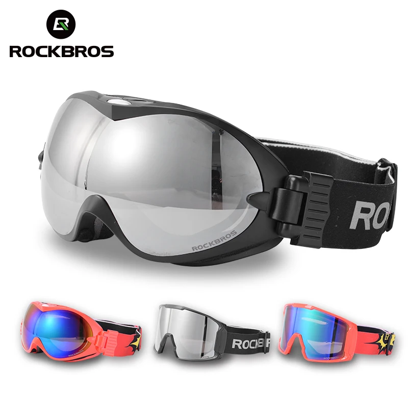 ROCKBROS المضادة للضباب تزلج نظارات مزدوجة طبقات التزلج نظارات UV400 على الجليد نظارات PC عدسة كبيرة قناع تزلج الرجال النساء نظارات الاطفال