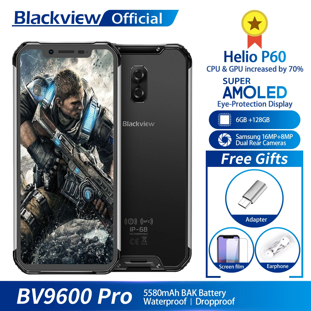 Blackview BV9600 Pro Helio P60 Android 8 1 6 ГБ + 128 мобильный телефон с водонепроницаемым корпусом IP68