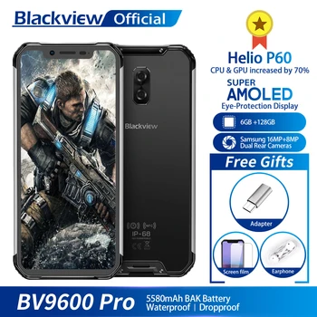 

Blackview BV9600 Pro Helio P60 Android 8.1 6GB+128GB Mobile Phone IP68 Waterproof 6.21" 19:9 FHD AMOLED 5580mAh NFC Smartphone