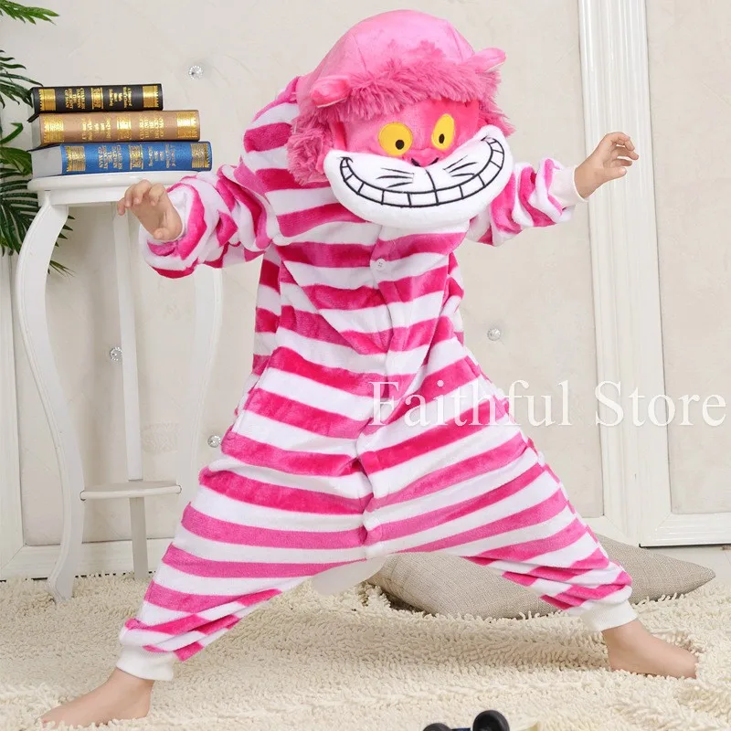 

Anime Cheshire Cat Animal Children Onesie Cosplay Pajamas Rompers All In One Carnival Party Costumes Kids Jumpsuits