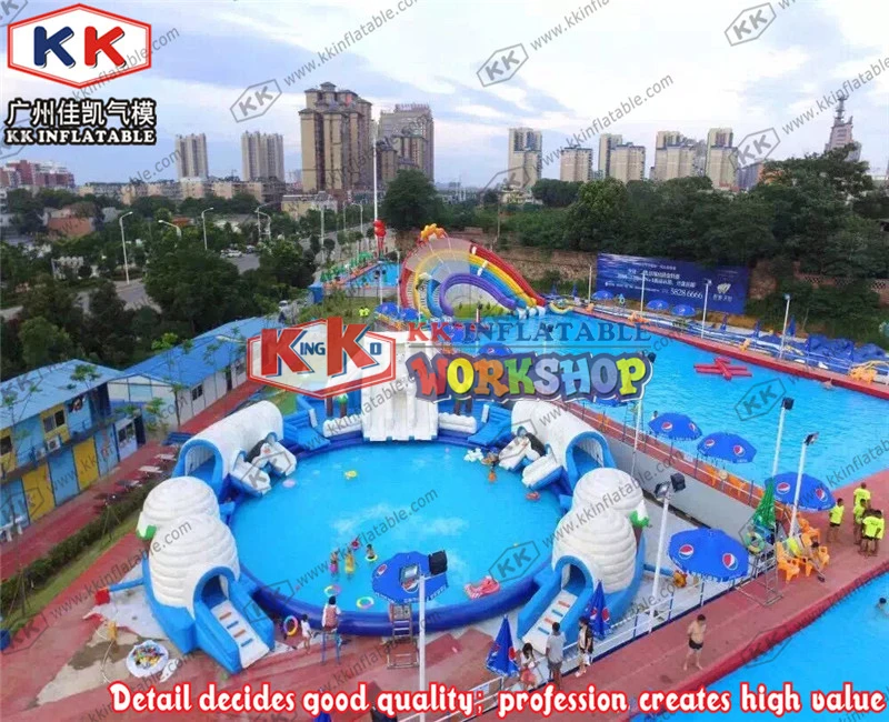 Детский веселый город надувная игровая площадка водная горка на большом бассейне лед и Снежный мир аквапарк