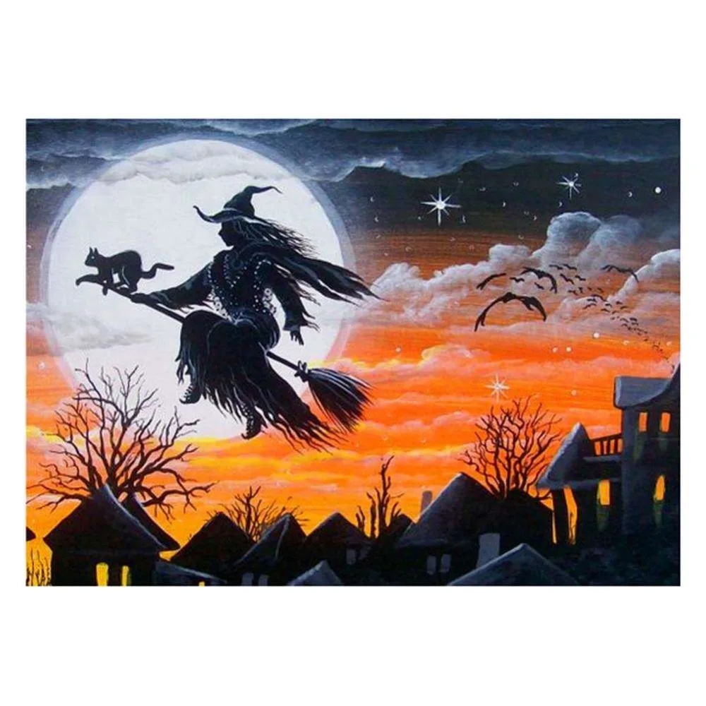 

LZAIQIZG Needlework Diamond Embroidery Halloween Witch Hot Sale Diamond Painting mosaic Picture Handmade Rhinestone Home Decor