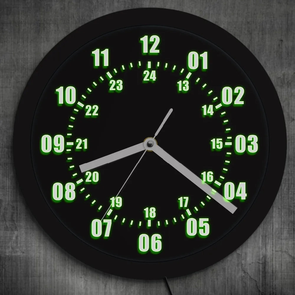 3D светодиодный неоновые настенные часы современный дизайн военные часы 24 часа ночник Saat reloj de pared часы World Time Zone подарок Любителя