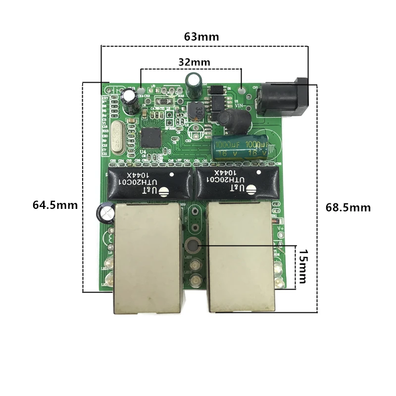 Мини коммутатор с 4 портами ethernet 10 / 100 Мбит/с rj45 сетевой хаб плата модуля pcb для