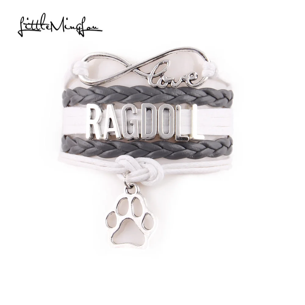 Little Minglou 5 Colors Infinity Love Ragdoll Bracelet Pet Cat Paw