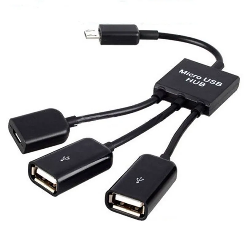 300pcs/lot* 3 in 1 micro usb OTG Hub Cable Connector Spliter Port Micro USB Power Charging Charger For Tab pad mp3 mp4 | Электроника