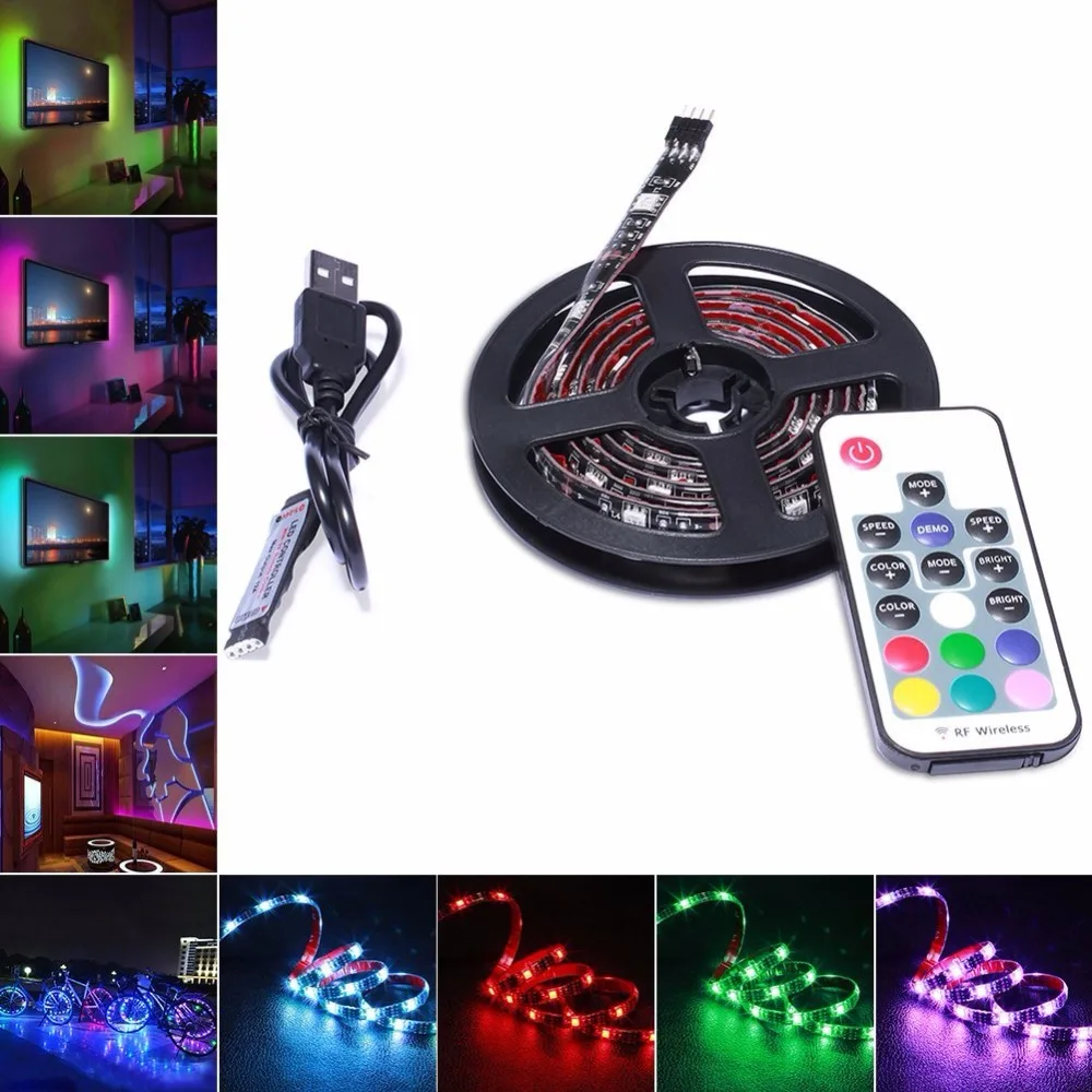 Necen 5V Светодиодная лента 5050 RGB с 20 контроллером клавиатуры ТВ