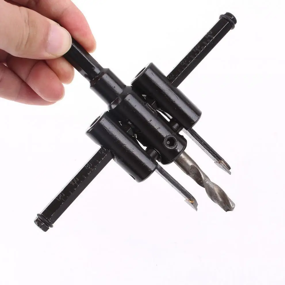 1Set 30mm-120mm Alloy Steel Adjustable Circle Hole Cutter Set with Wood Plastic Hole Saw Drill Bit Tools for Woodworking