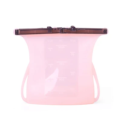 KHGDNOR сумки для сохранения свежести еды силиконовые сумки для хранения еды холодильник замороженное молоко еда мешок Герметичный Saran Органайзер - Цвет: pink