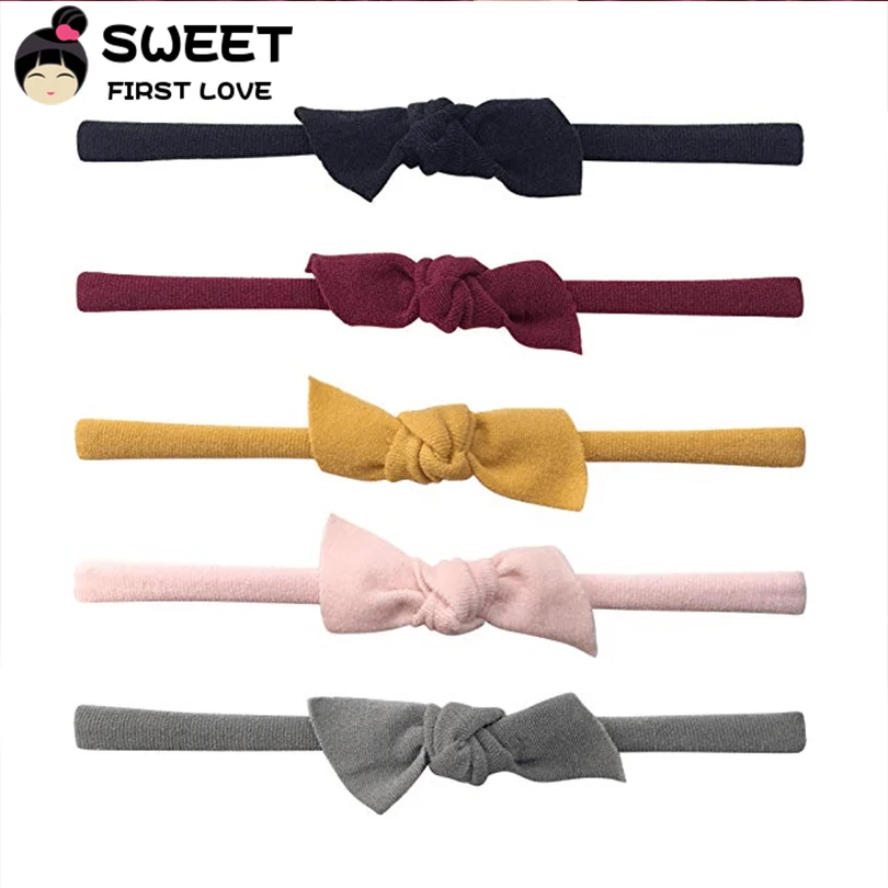 

5pcs/Set 10color New Ctue Styles Girls Handmade Nylon Bow Headband With Elastic Nylon Hair Band For Hair Accessories