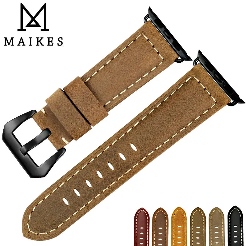 Ремешок для часов MAIKES из натуральной кожи браслет Apple watch 42 мм 38 series iwatch 4 44 40
