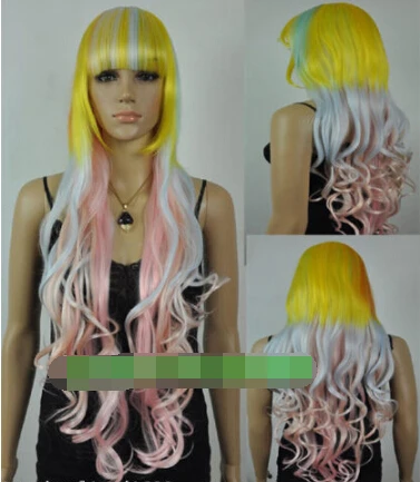 ZCD 2042 free shipping New Cosplay Long Wavy Multicolor Mixed Full Wig |