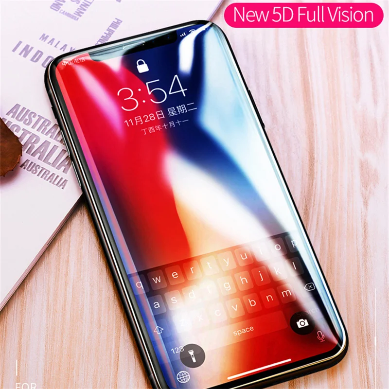 

MSVII Screen Protector Tempered Glass For iPhone X 10 5D Glass Full Cover For iPhone10 Soft Anti-Blue Ray