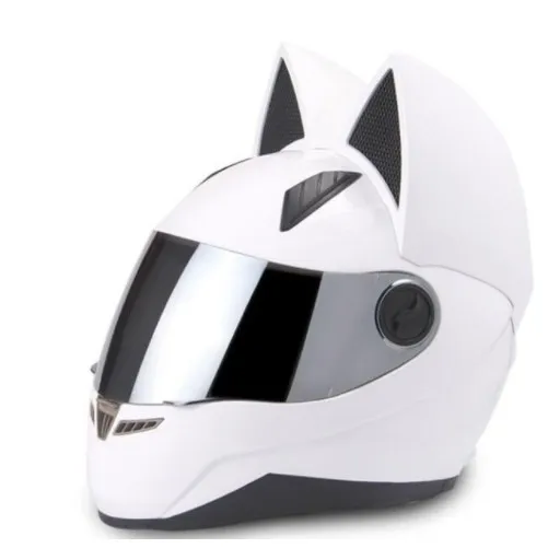 NITRINOS мотоциклетный шлем женский персональный Мото шлем черный шлем в виде кошачьей головы Полнолицевой мотоциклетный шлем модный мотоциклетный шлем