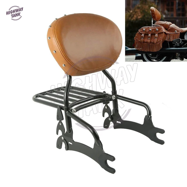 12" Orange Motorcycle Backrest Sissy Bar With Luggage Rack case for Indian Chief Classic Vintage