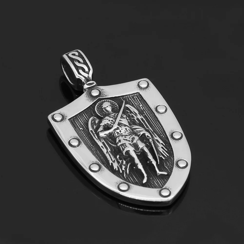 Ст. Майкл ARCHANGEL крест щит молитвенная медаль Амулет подвеска в форме банта из нержавеющей стали