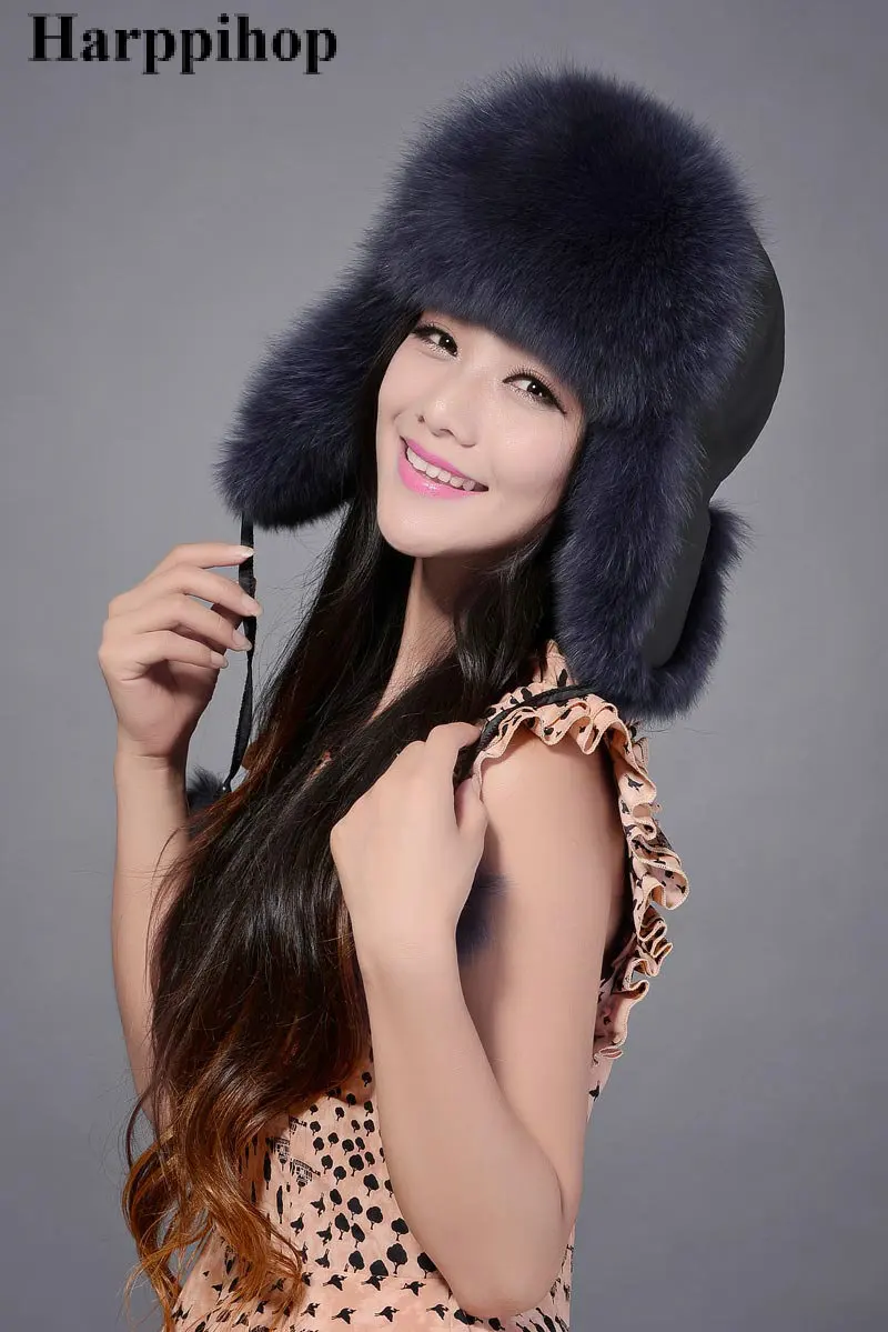 Меховая шапка, шапка из меха лисы, меховая шапка lei feng, разноцветные шапки на осень и зиму, модные шапки-бомберы для женщин